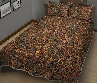 African Totem Pattern Print Quilt Bed Set