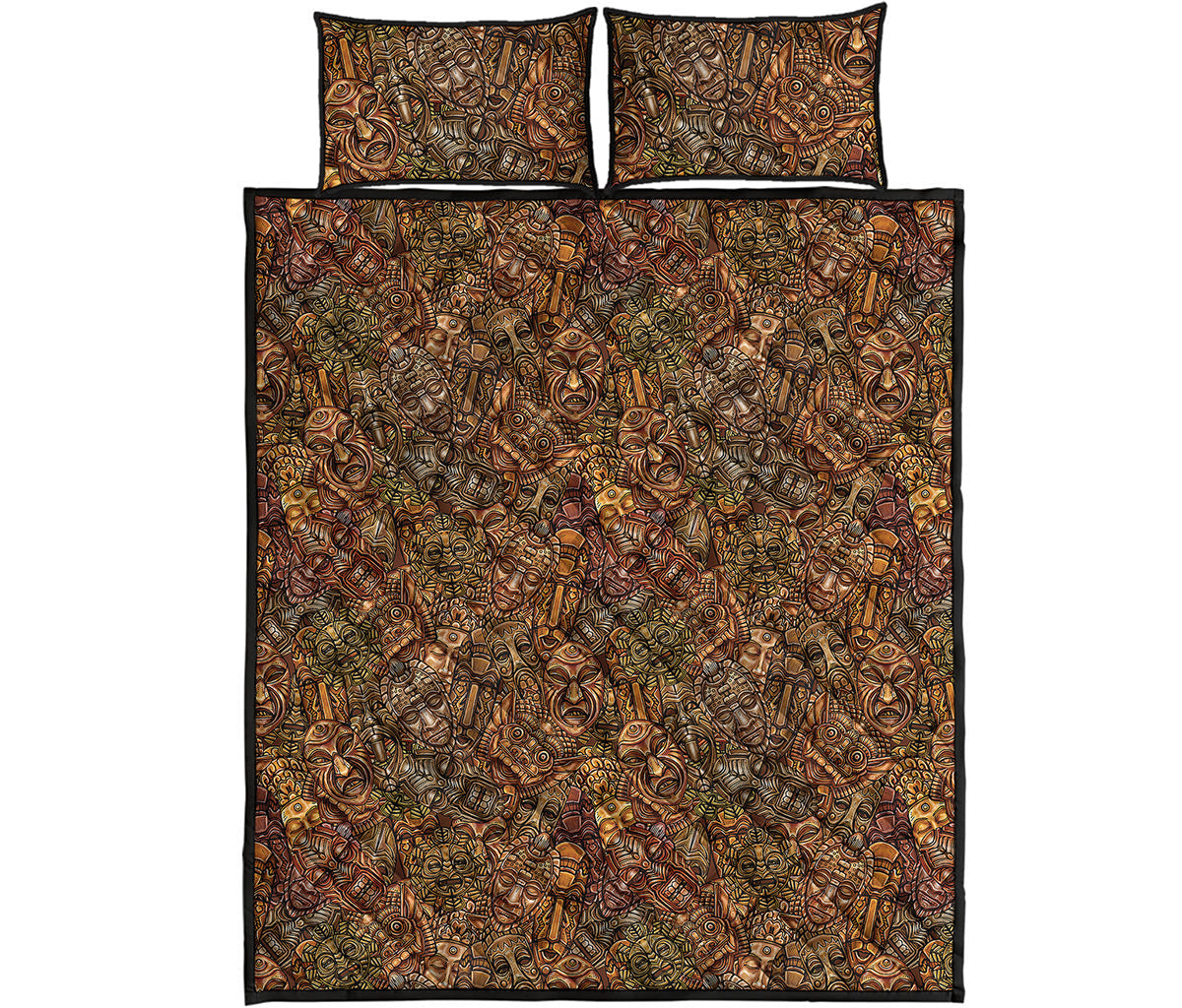 African Totem Pattern Print Quilt Bed Set
