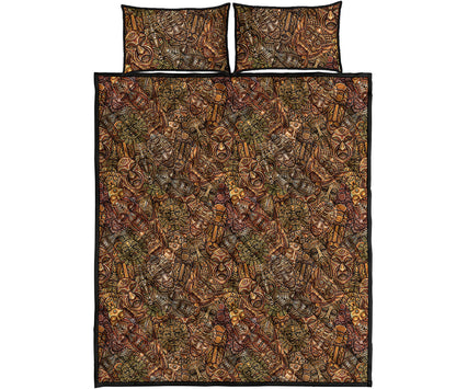 African Totem Pattern Print Quilt Bed Set