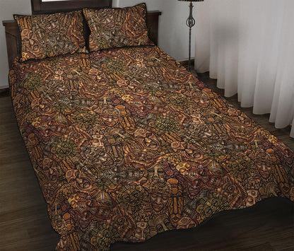 African Totem Pattern Print Quilt Bed Set