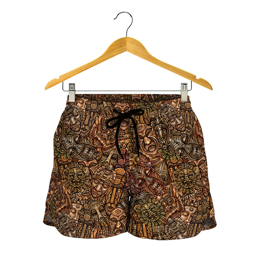 African Totem Pattern Print Women's Shorts