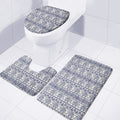 African Tribal Elephant Pattern Print 3 Piece Bath Mat Set