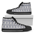 African Tribal Elephant Pattern Print Black High Top Sneakers