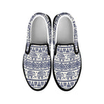 African Tribal Elephant Pattern Print Black Slip On Shoes