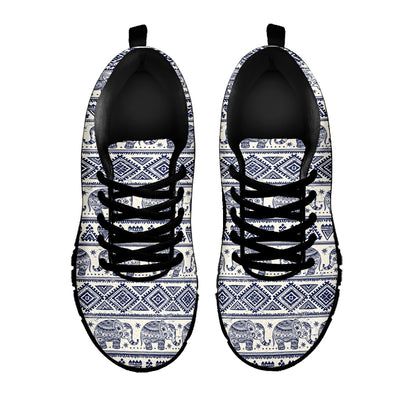 African Tribal Elephant Pattern Print Black Sneakers