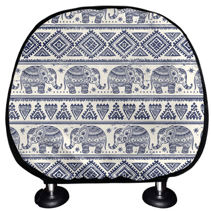 African Tribal Elephant Pattern Print Car Headrest Covers