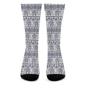 African Tribal Elephant Pattern Print Crew Socks