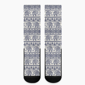 African Tribal Elephant Pattern Print Crew Socks