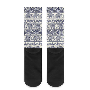 African Tribal Elephant Pattern Print Crew Socks