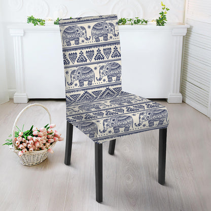 African Tribal Elephant Pattern Print Dining Chair Slipcover