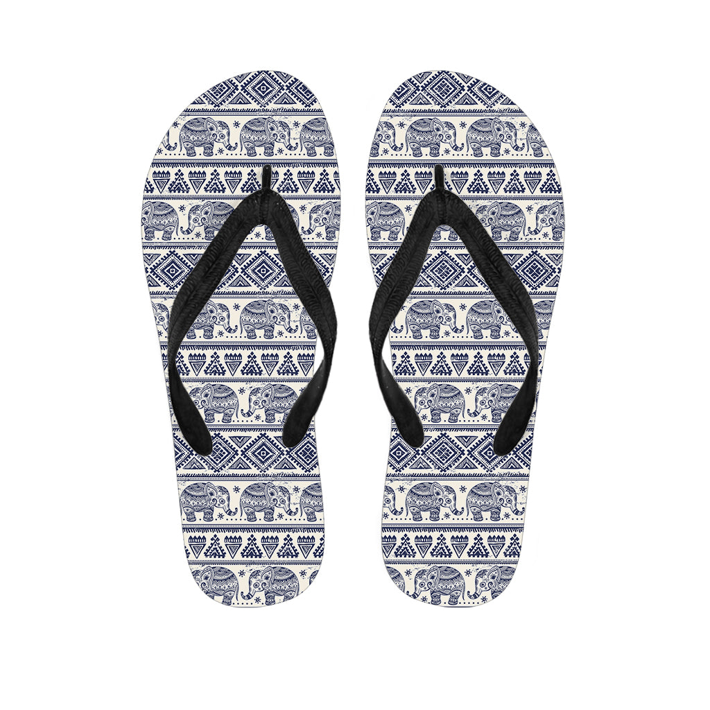 African Tribal Elephant Pattern Print Flip Flops