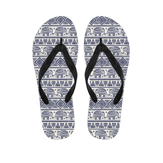 African Tribal Elephant Pattern Print Flip Flops