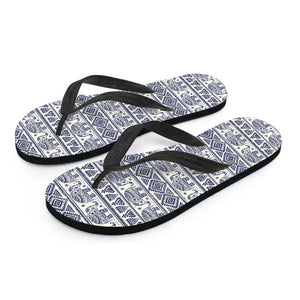 African Tribal Elephant Pattern Print Flip Flops