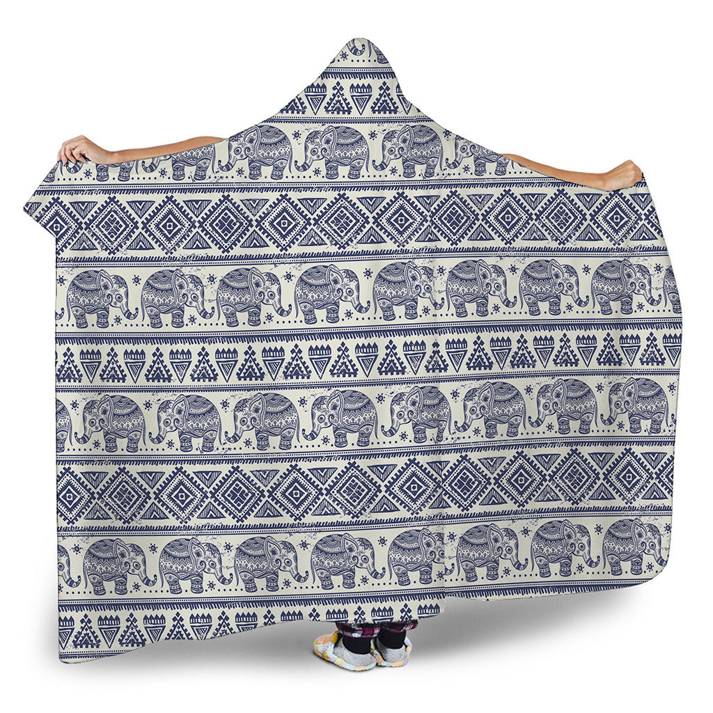 African Tribal Elephant Pattern Print Hooded Blanket