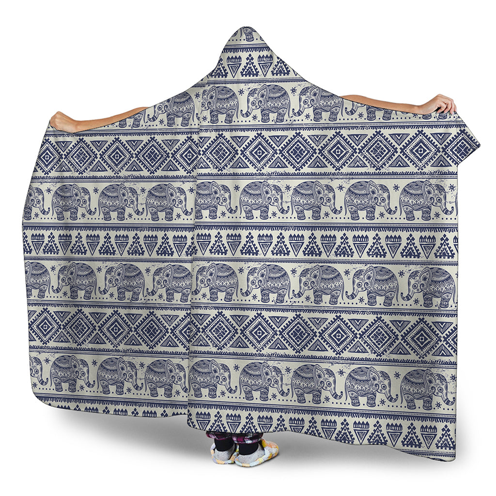 African Tribal Elephant Pattern Print Hooded Blanket