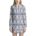 African Tribal Elephant Pattern Print Pullover Hoodie Dress
