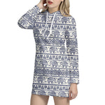 African Tribal Elephant Pattern Print Hoodie Dress