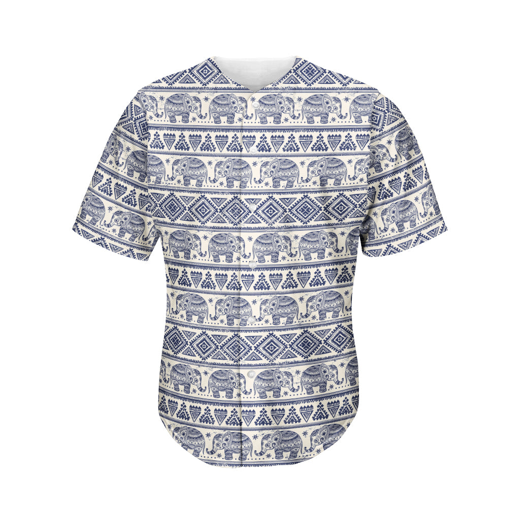 African Tribal Elephant Pattern Print Men's Baseball Jersey