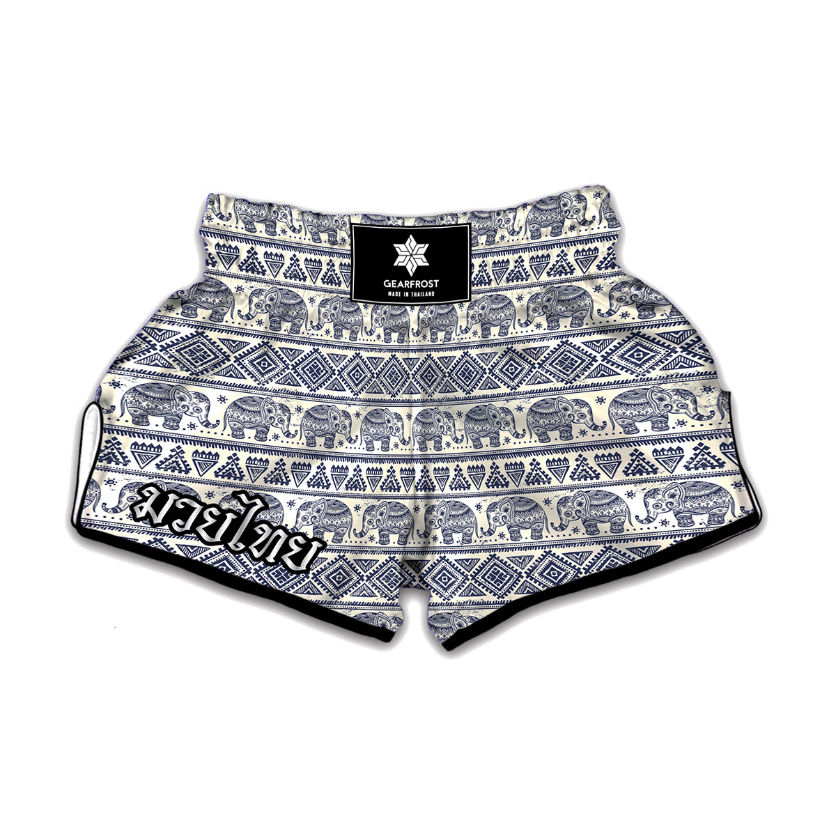 African Tribal Elephant Pattern Print Muay Thai Boxing Shorts