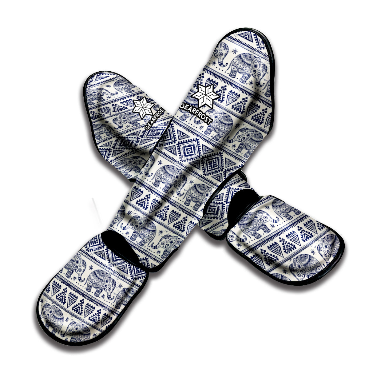 African Tribal Elephant Pattern Print Muay Thai Shin Guard