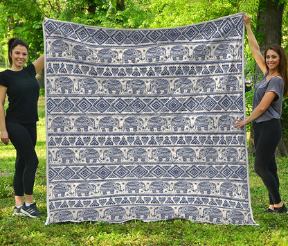 African Tribal Elephant Pattern Print Quilt