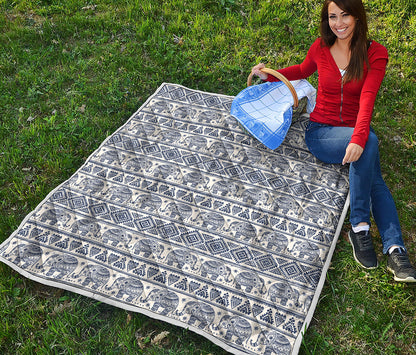 African Tribal Elephant Pattern Print Quilt