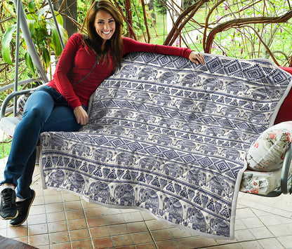 African Tribal Elephant Pattern Print Quilt