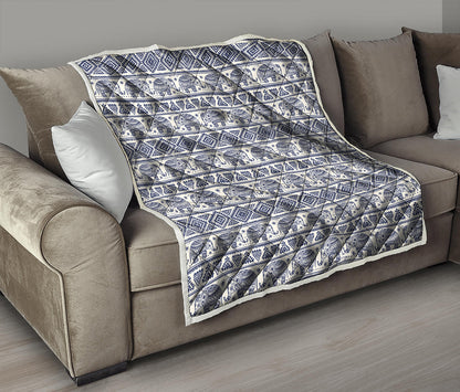 African Tribal Elephant Pattern Print Quilt