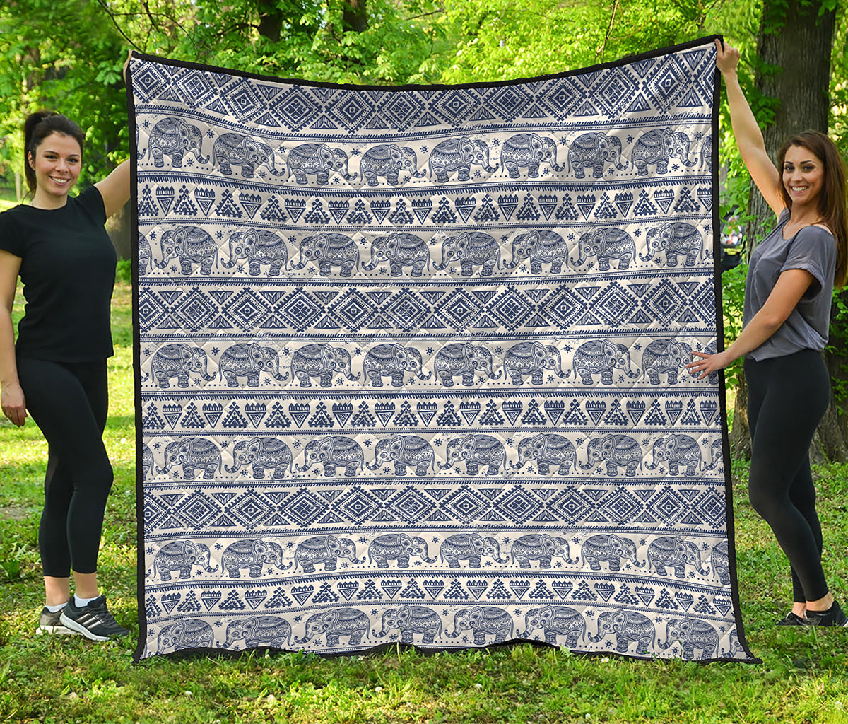 African Tribal Elephant Pattern Print Quilt