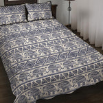 African Tribal Elephant Pattern Print Quilt Bed Set