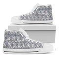 African Tribal Elephant Pattern Print White High Top Sneakers