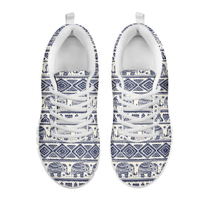 African Tribal Elephant Pattern Print White Sneakers