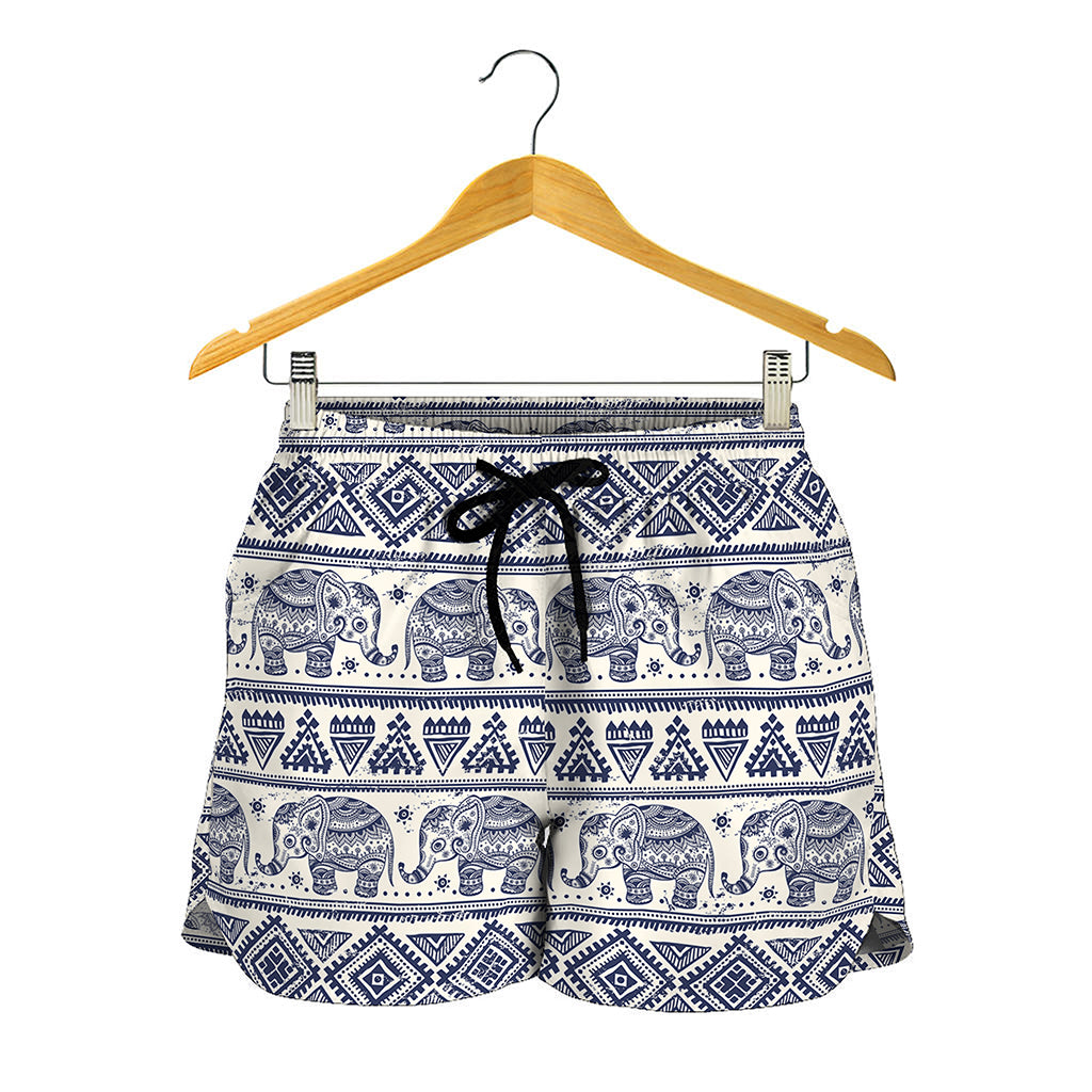 African Tribal Elephant Pattern Print Women's Shorts