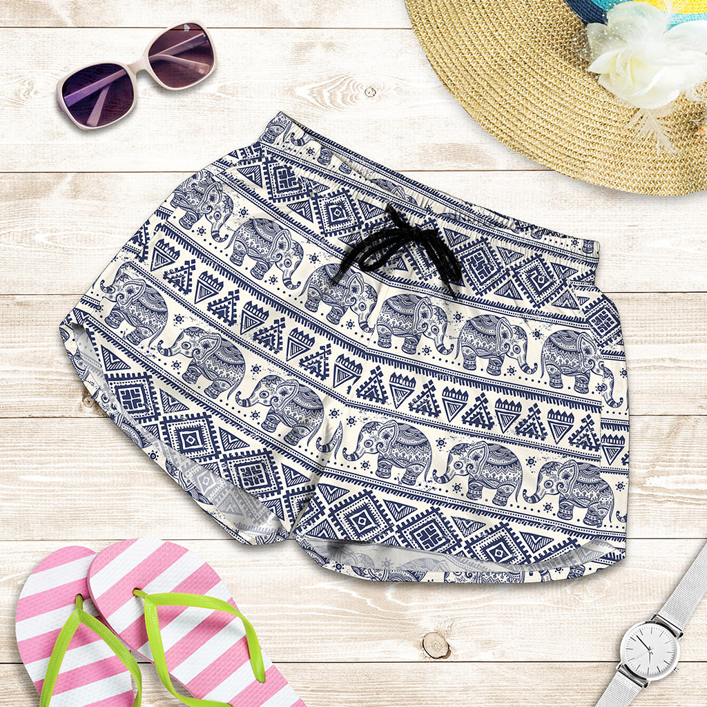 African Tribal Elephant Pattern Print Women's Shorts