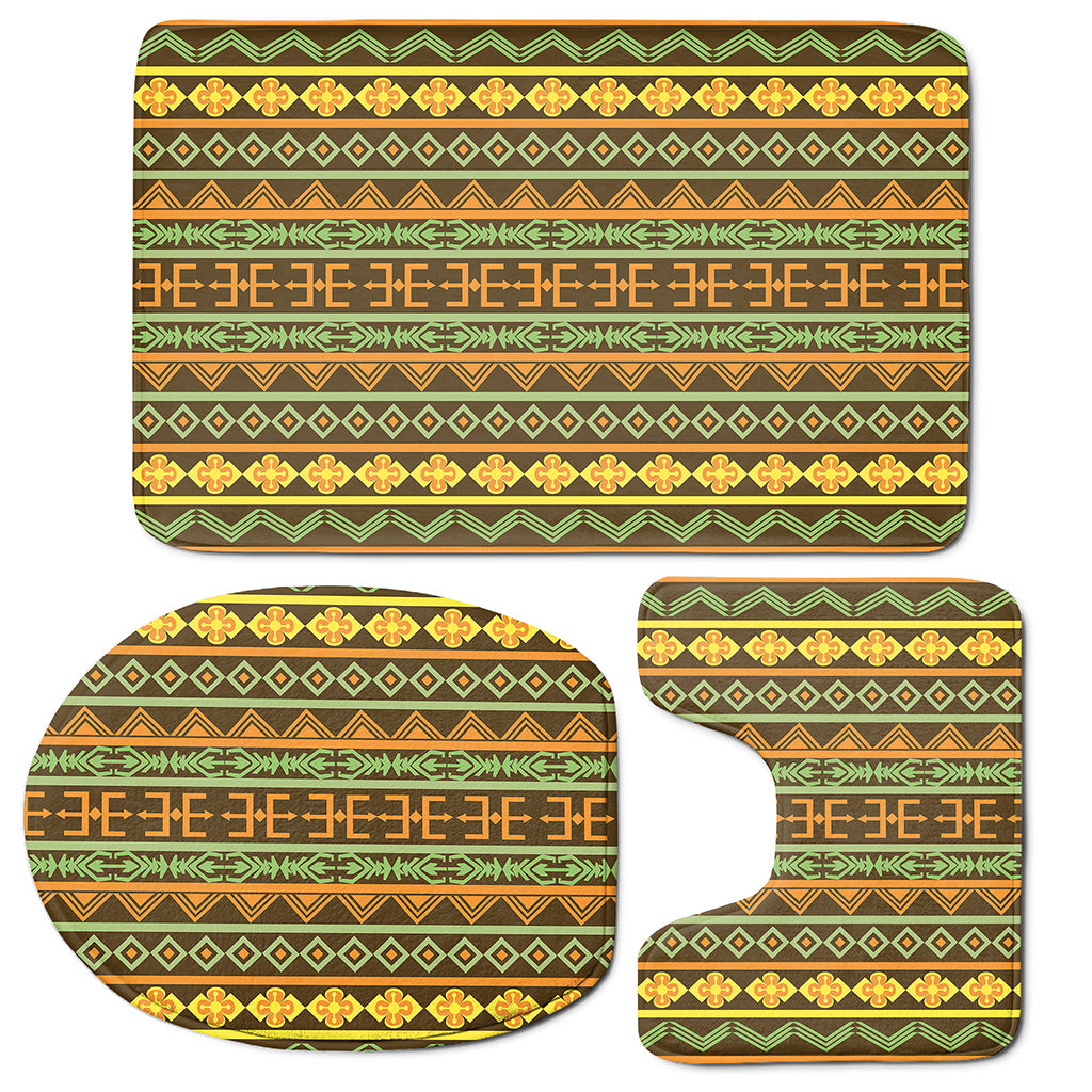 African Tribal Inspired Pattern Print 3 Piece Bath Mat Set