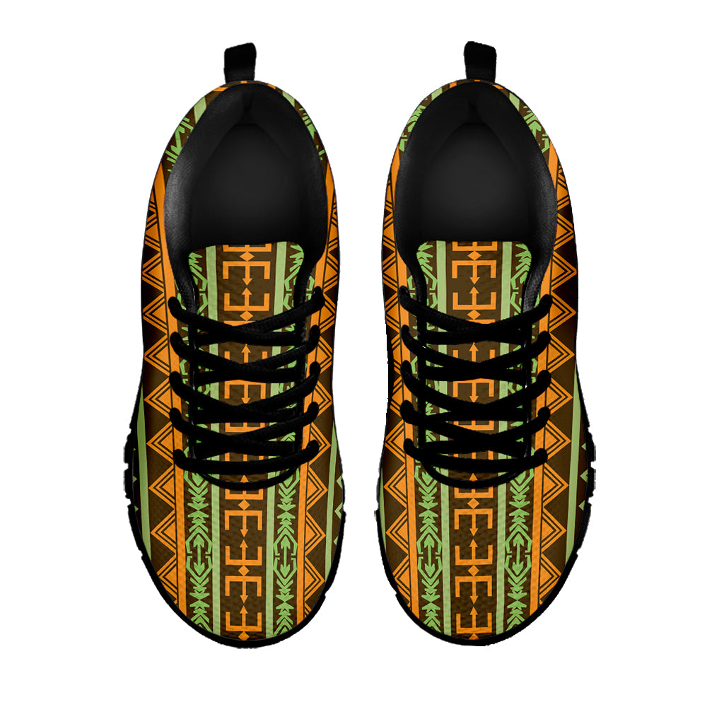 African Tribal Inspired Pattern Print Black Sneakers