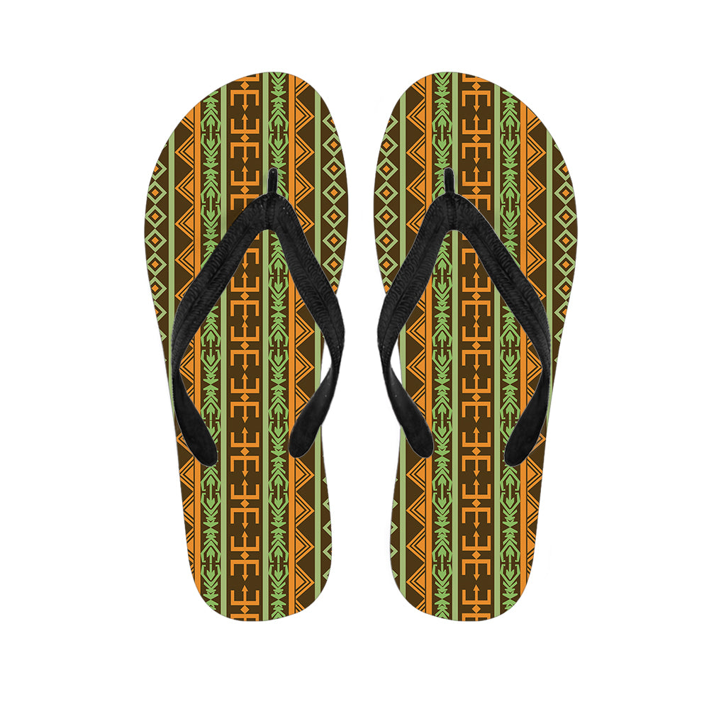African Tribal Inspired Pattern Print Flip Flops