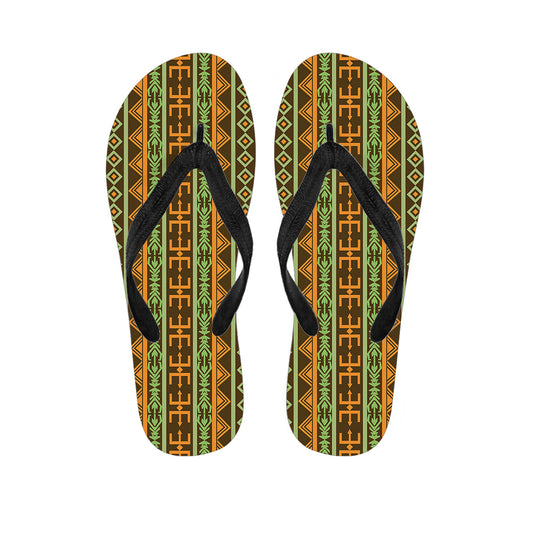 African Tribal Inspired Pattern Print Flip Flops