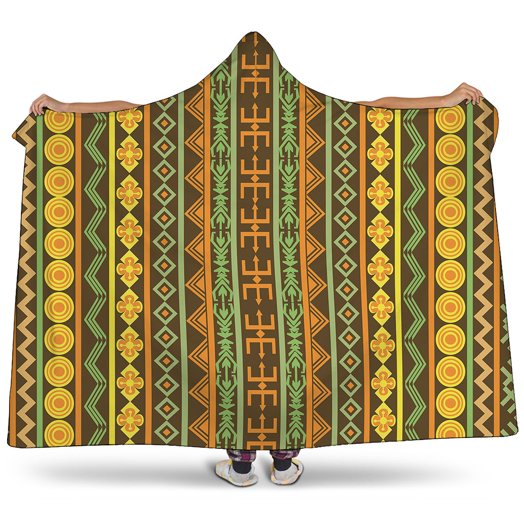 African Tribal Inspired Pattern Print Hooded Blanket