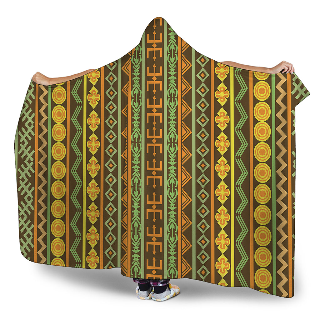 African Tribal Inspired Pattern Print Hooded Blanket