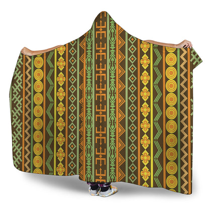 African Tribal Inspired Pattern Print Hooded Blanket