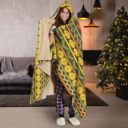 African Tribal Inspired Pattern Print Hooded Blanket