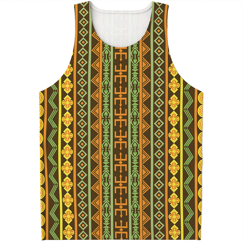 African Tribal Inspired Pattern Print Men's Tank Top