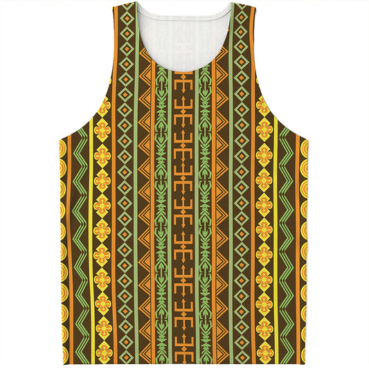 African Tribal Inspired Pattern Print Men's Tank Top