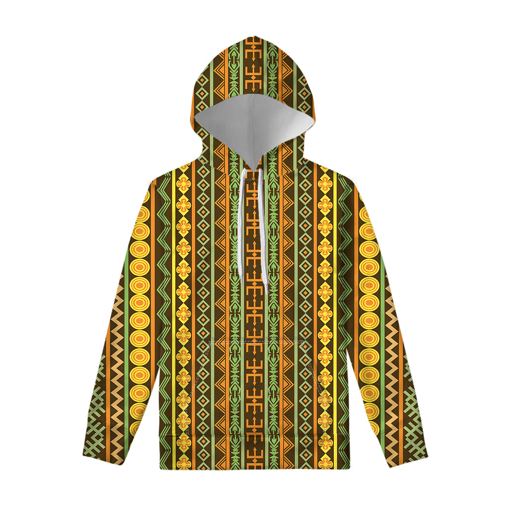 African Tribal Inspired Pattern Print Pullover Hoodie