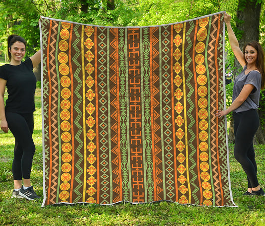African Tribal Inspired Pattern Print Quilt