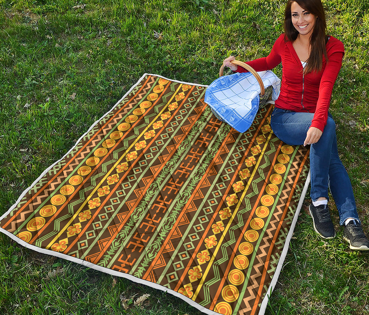 African Tribal Inspired Pattern Print Quilt