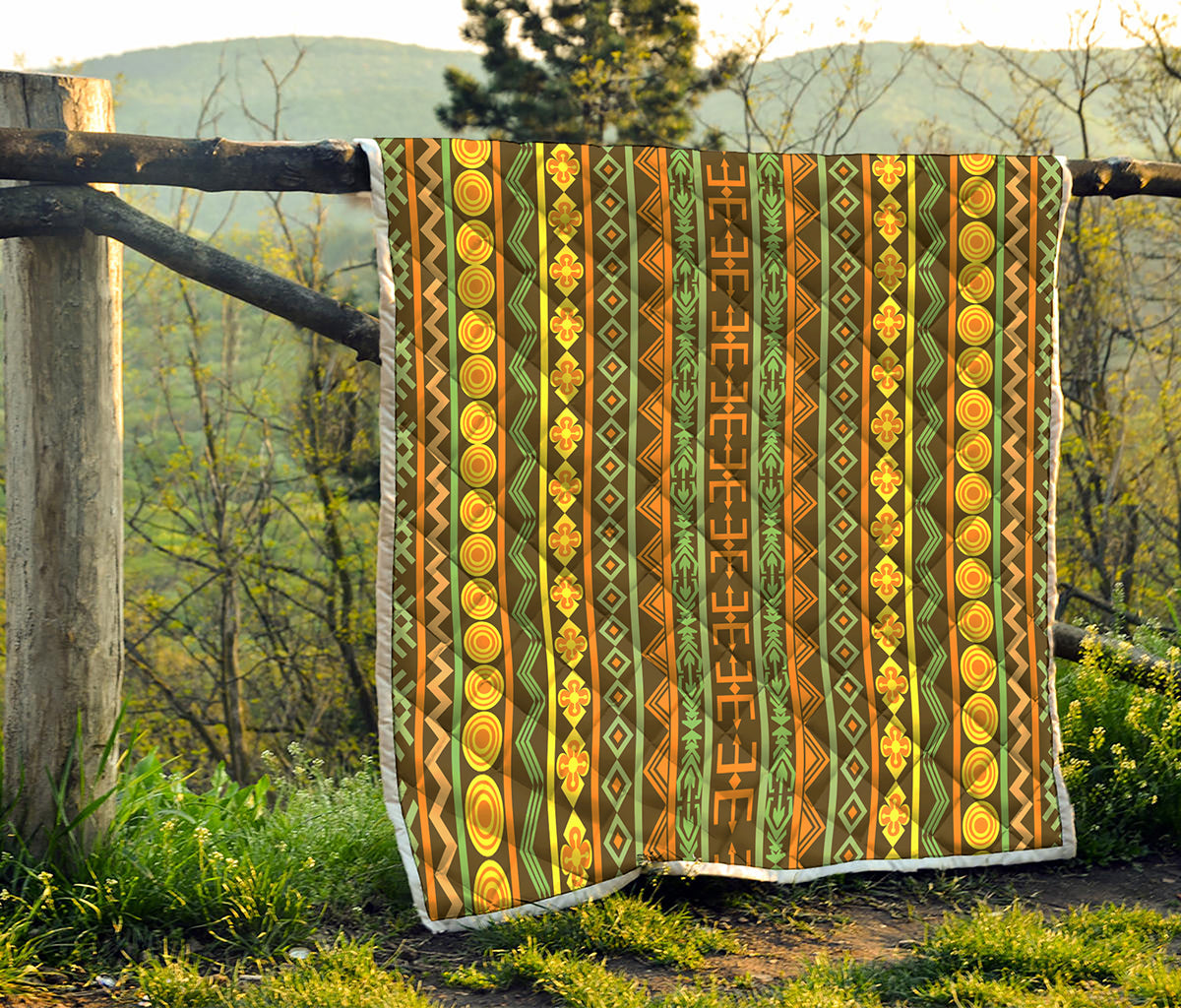 African Tribal Inspired Pattern Print Quilt