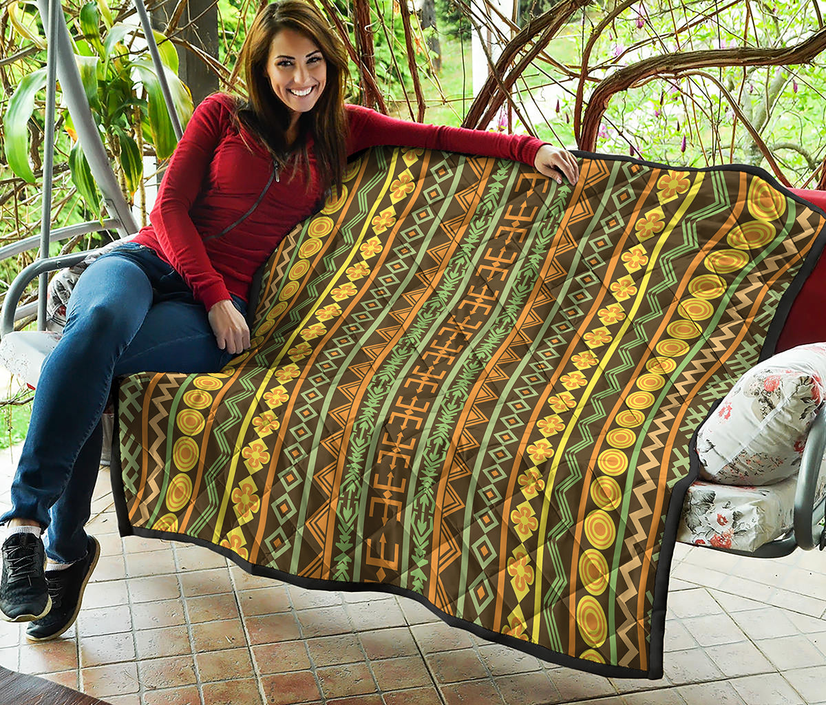 African Tribal Inspired Pattern Print Quilt