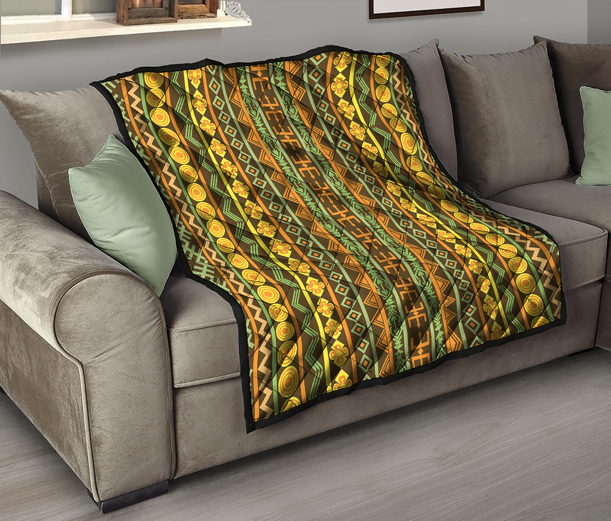 African Tribal Inspired Pattern Print Quilt